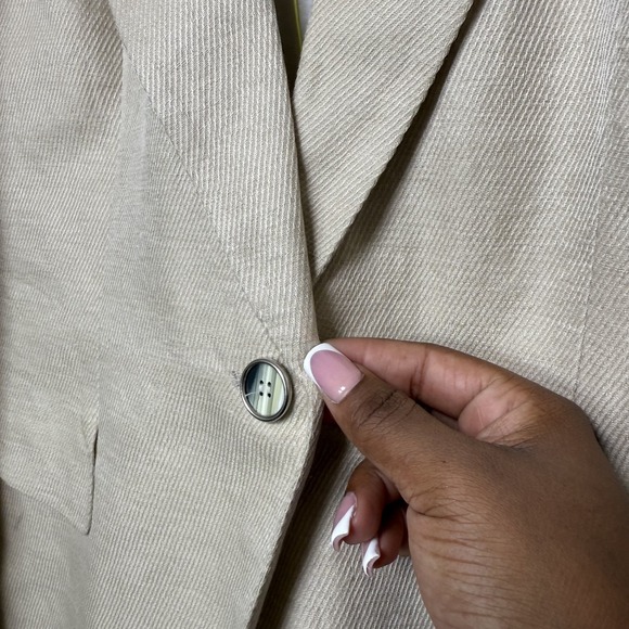 Lafayette 148 New York Women Linen Blazer Jacket 10 Tan Luxury Old Money Office - Picture 7 of 12